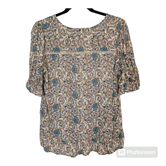 Lucky Brand paisley boho peasant blouse - Picture 3 of 7